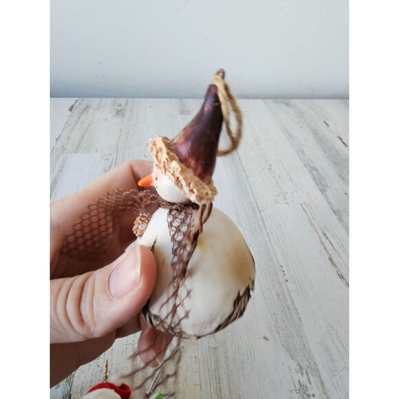 Pine cone snowman ornament set cabin rustic roly poly Xmas tree - Picture 6 of 9